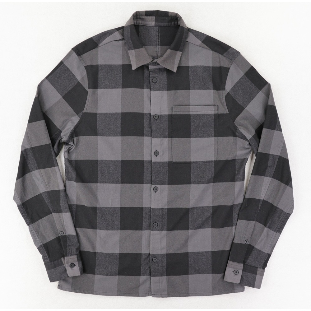 Lululemon Masons Peak Flannel Button-Down Shirt Mens Medium - Gray/Black Plaid